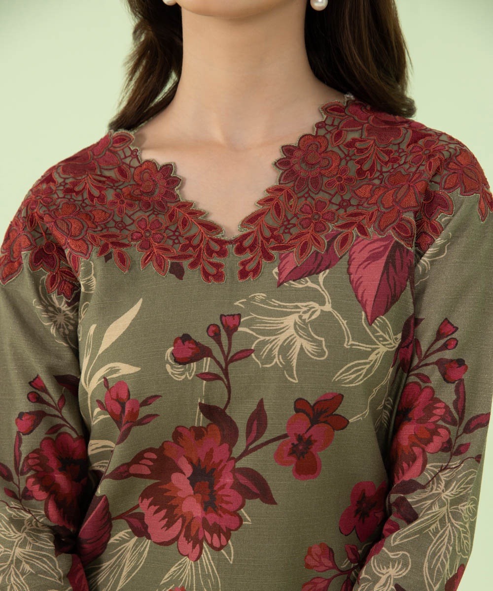 2 Piece - Embroidered Khaddar Suit