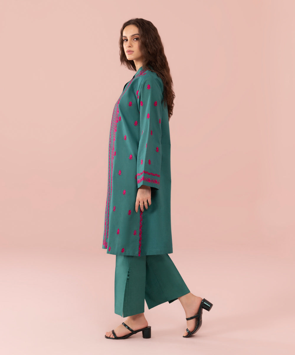 2 Piece - Embroidered Cambric Suit