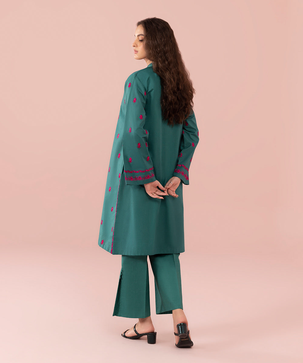 2 Piece - Embroidered Cambric Suit