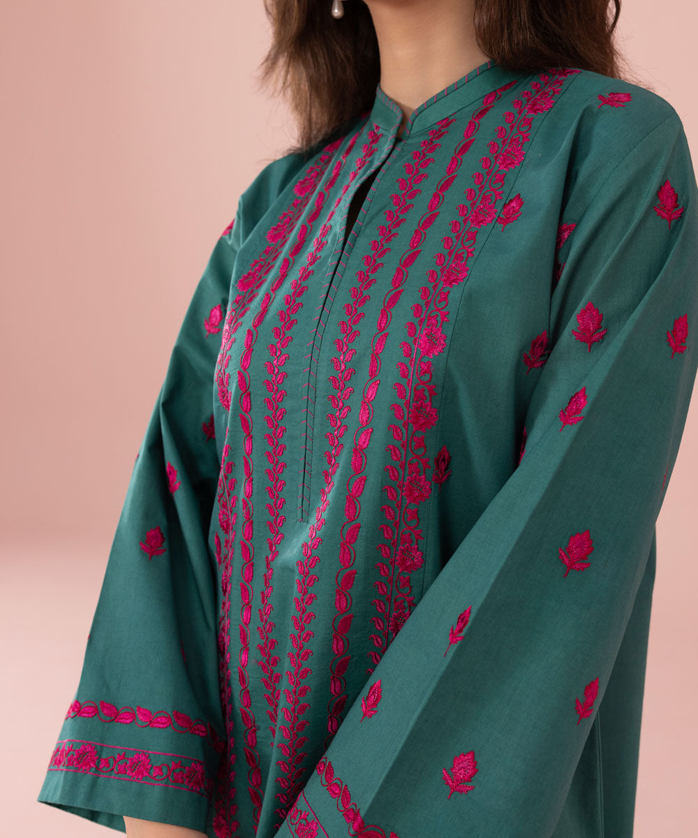 2 Piece - Embroidered Cambric Suit