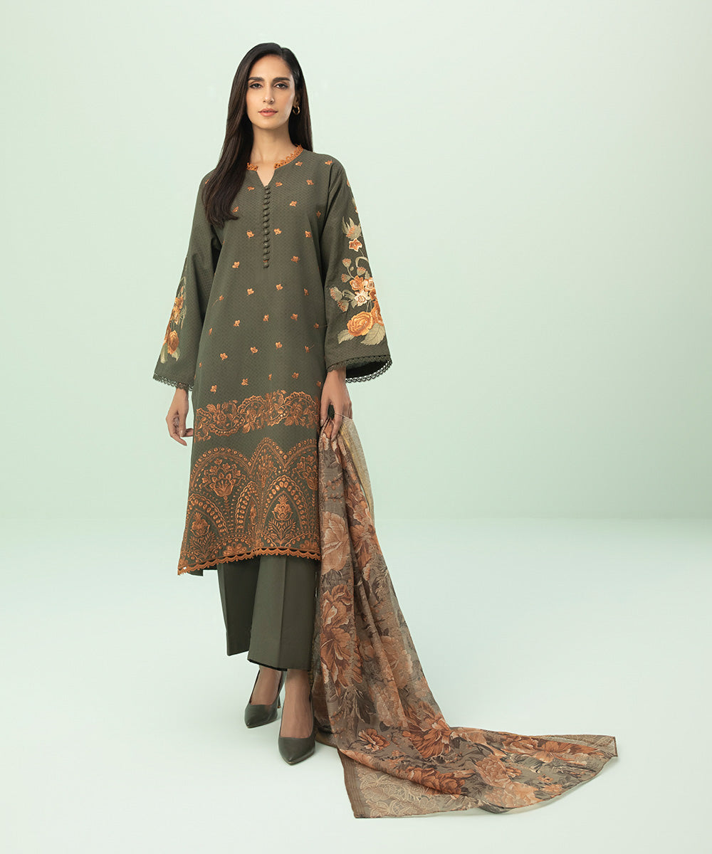 2 Piece - Printed Dobby Suit