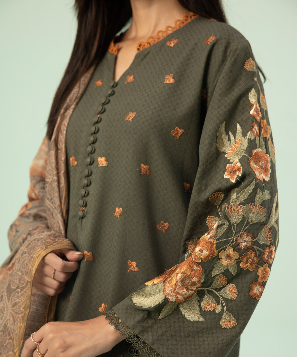 2 Piece - Printed Dobby Suit