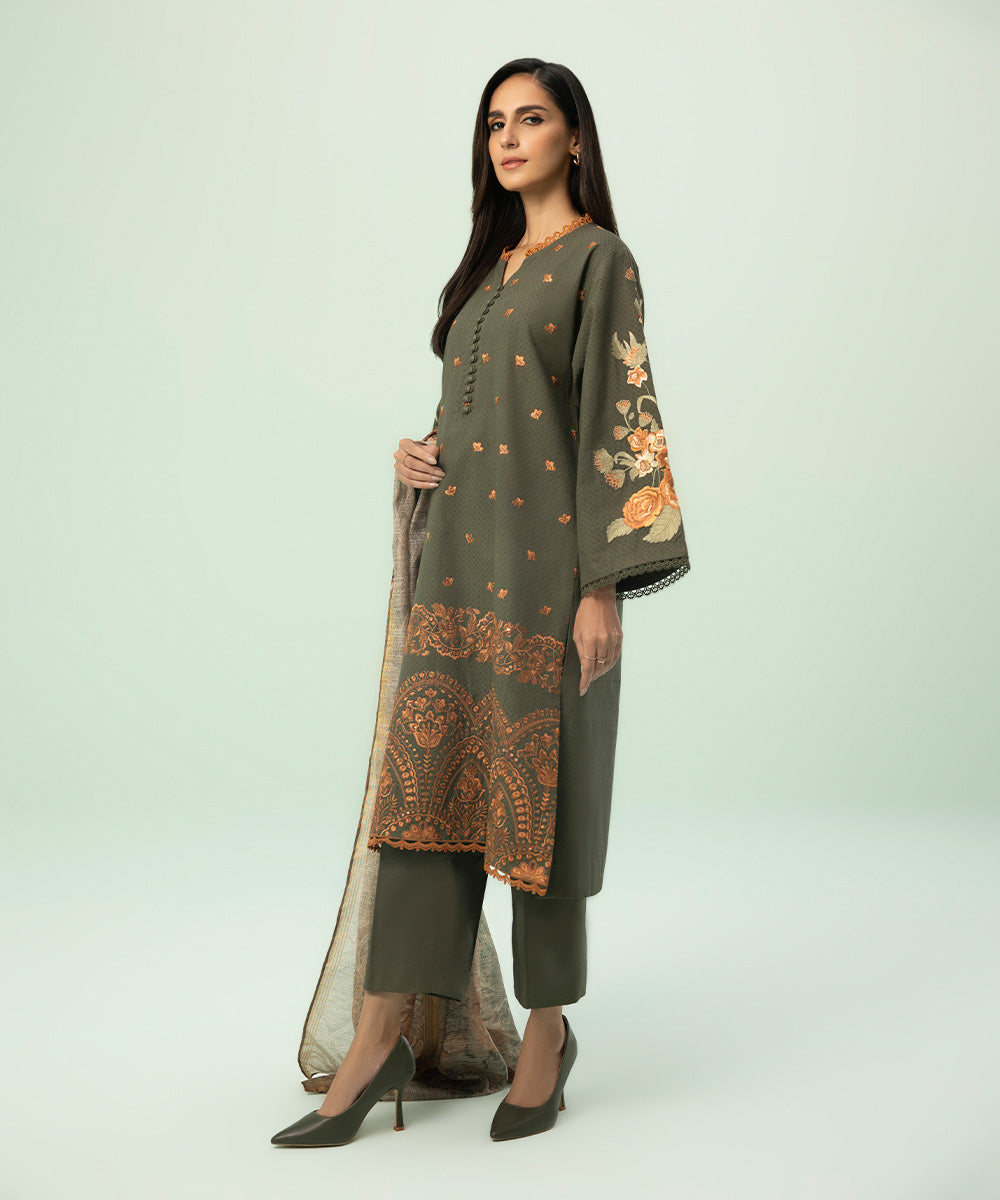 2 Piece - Printed Dobby Suit