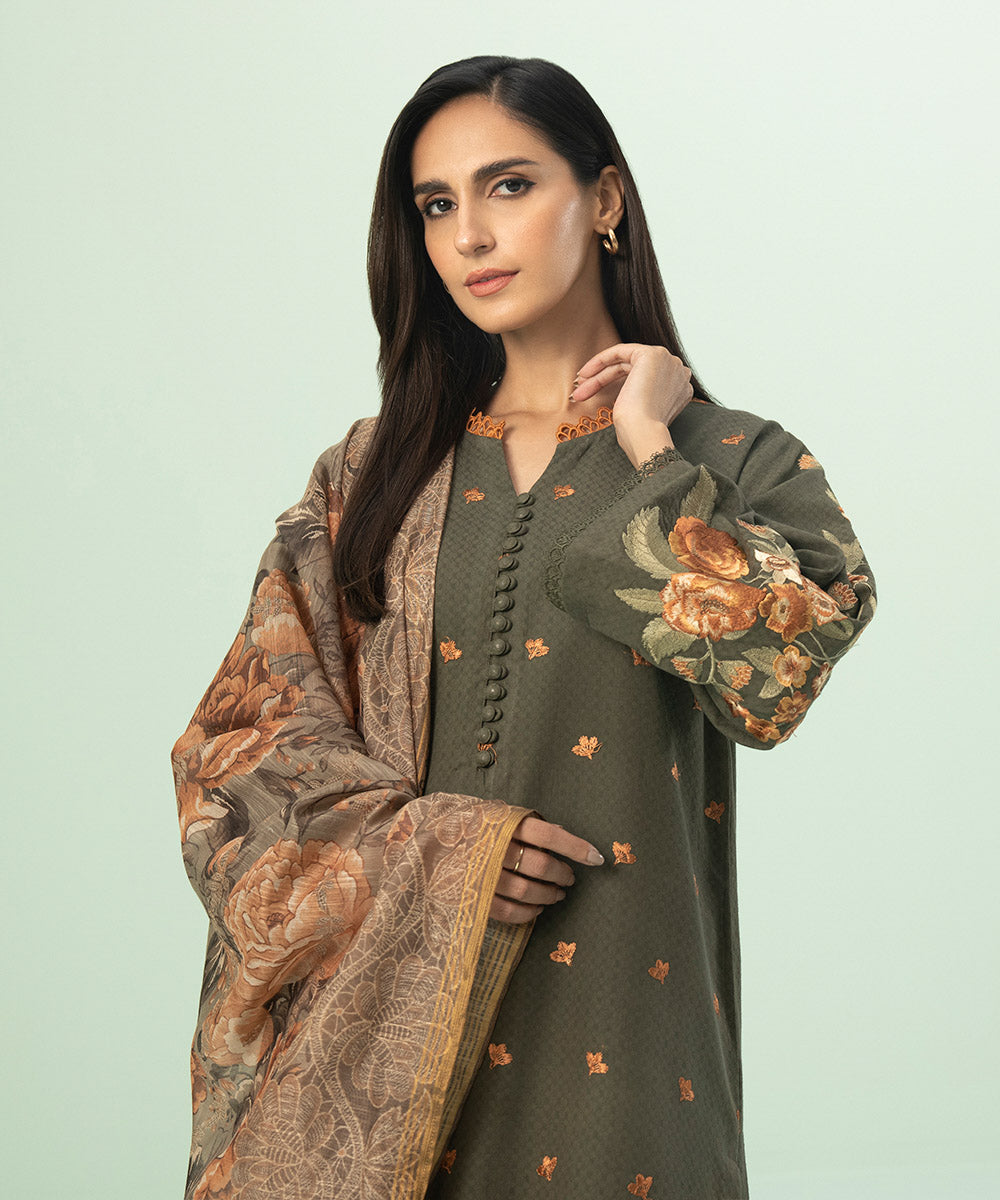 2 Piece - Printed Dobby Suit
