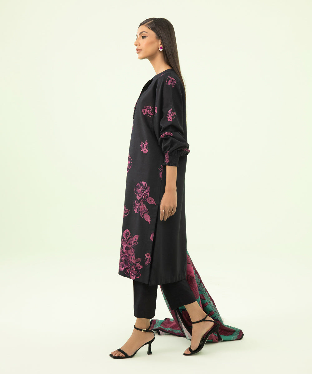 2 Piece - Embroidered Khaddar Suit