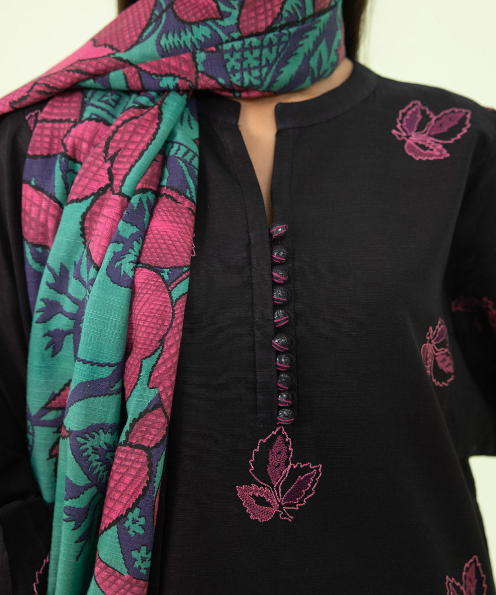 2 Piece - Embroidered Khaddar Suit