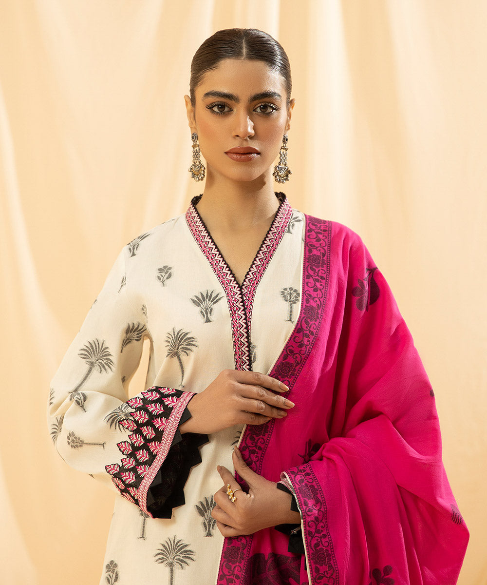 3 Piece - Dyed Extra Weft Jacquard Suit