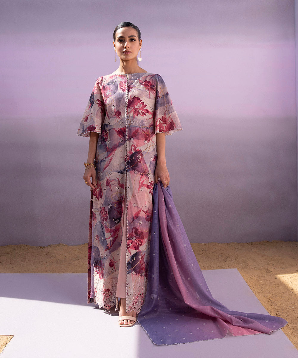 3 Piece - Digital Printed Embroidered Lawn Suit