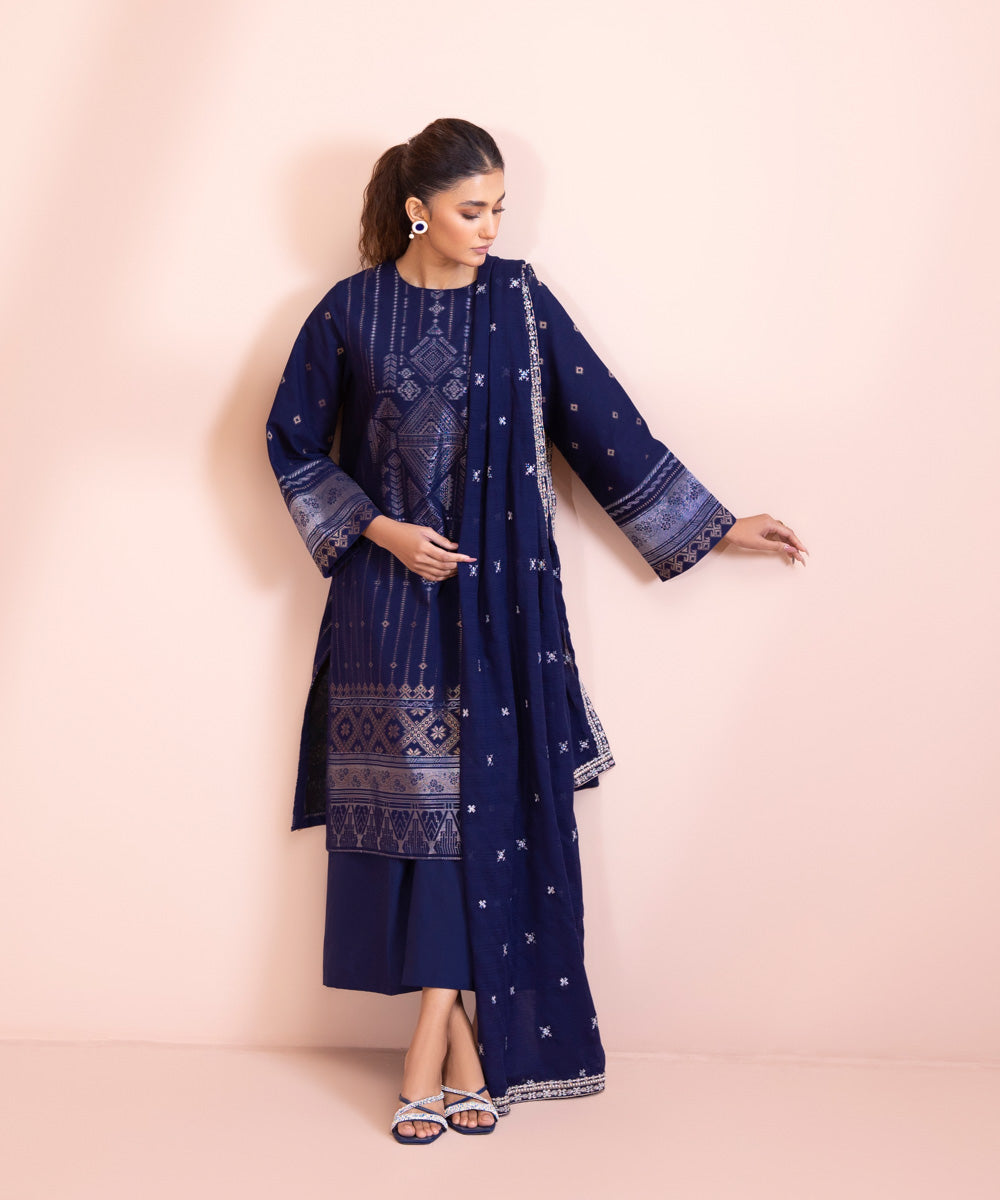 3 Piece - Embroidered Extra Weft Jacquard Suit