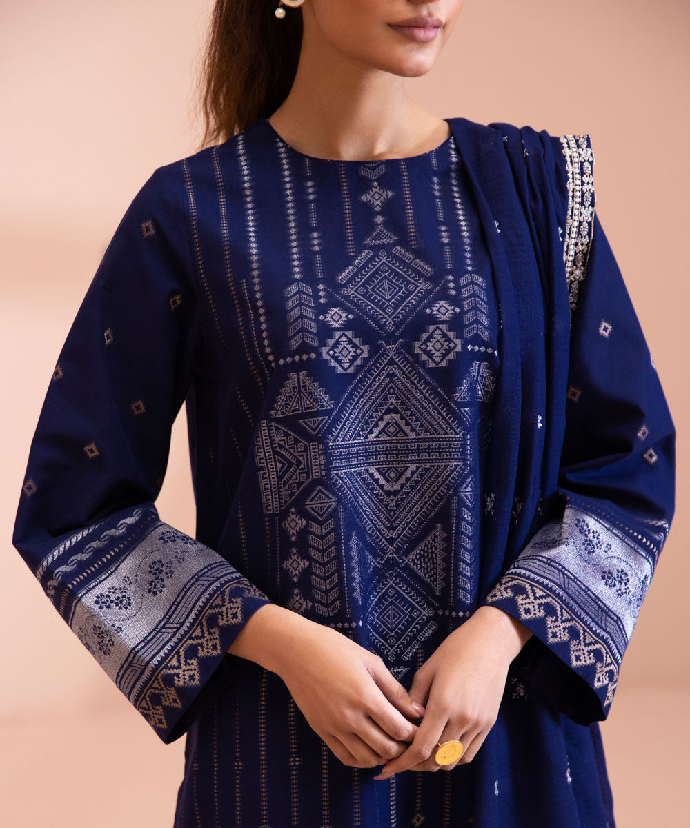 3 Piece - Embroidered Extra Weft Jacquard Suit