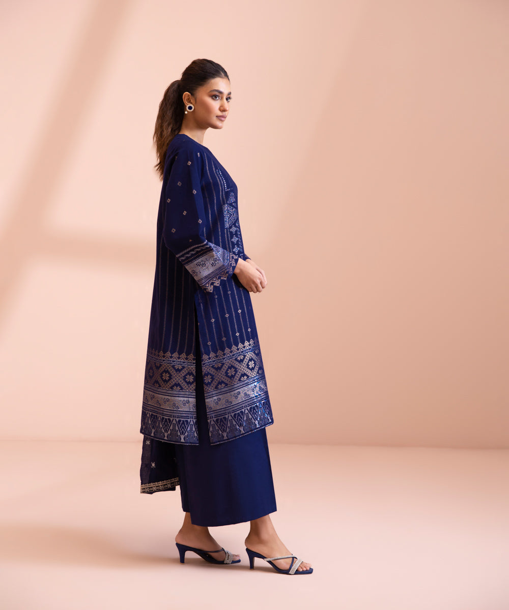 3 Piece - Embroidered Extra Weft Jacquard Suit