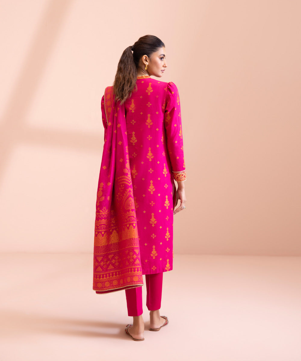 3 Piece - Embroidered Extra Weft Jacquard Suit