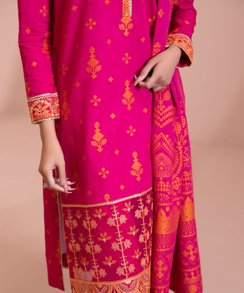 3 Piece - Embroidered Extra Weft Jacquard Suit
