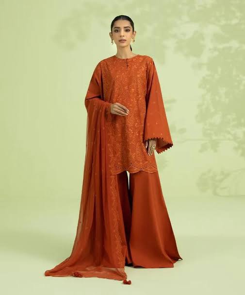 3 Piece - Embroidered Cambric Suit