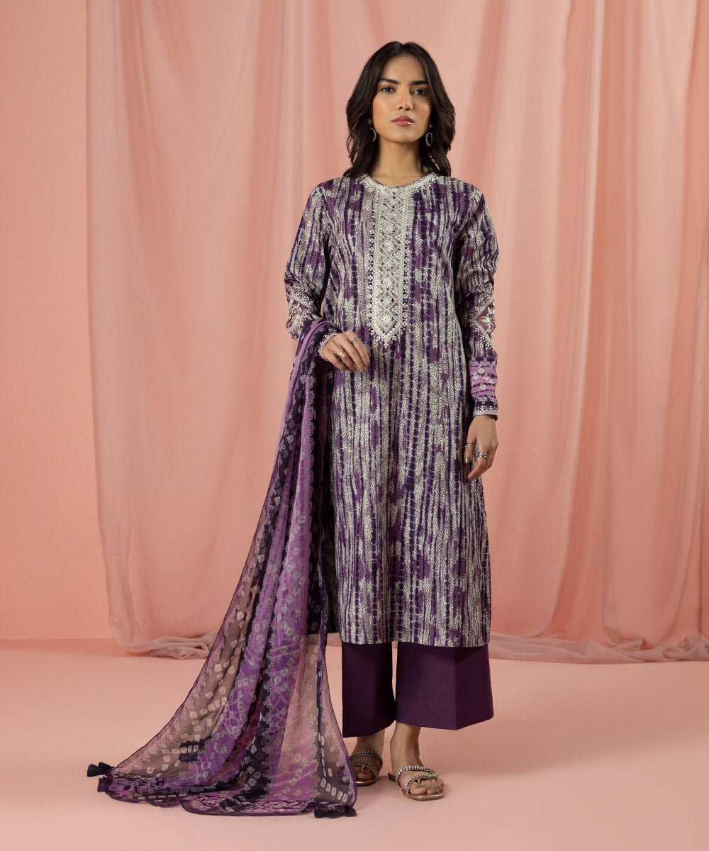3 Piece - Digital Printed Embroidered Lawn Suit