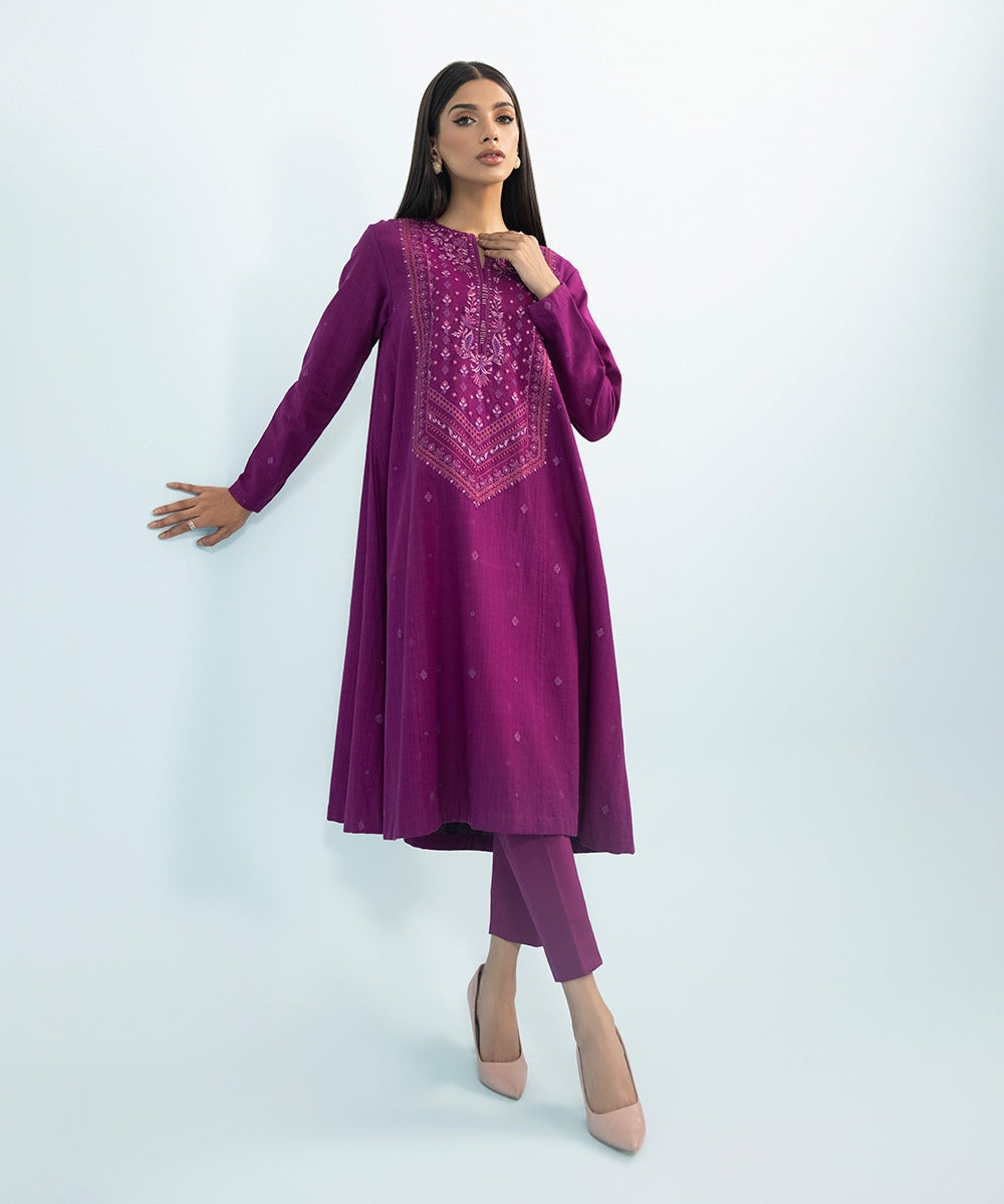 2 Piece - Embroidered Dobby Suit