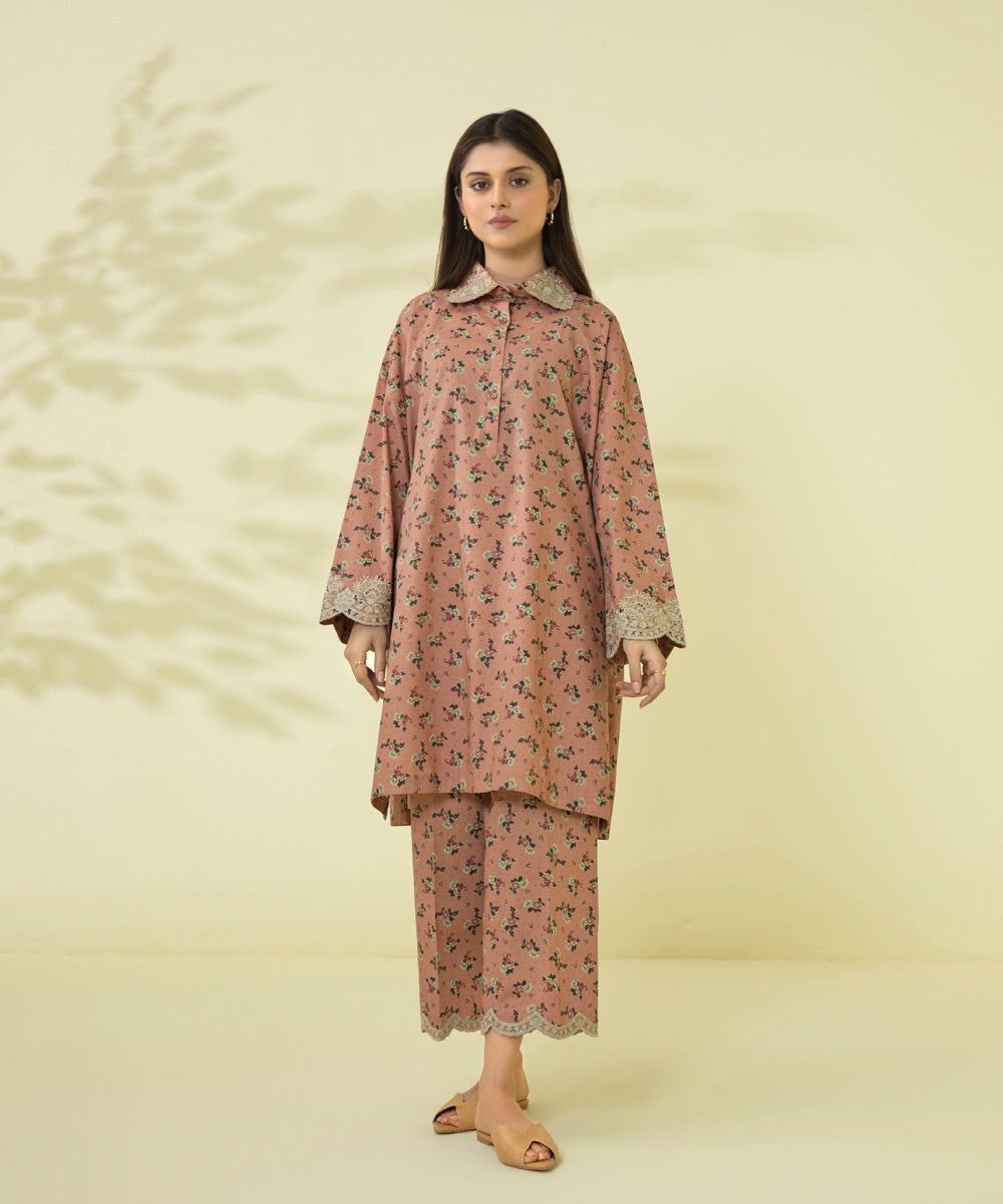 2 Piece - Embroidered Cambric Suit