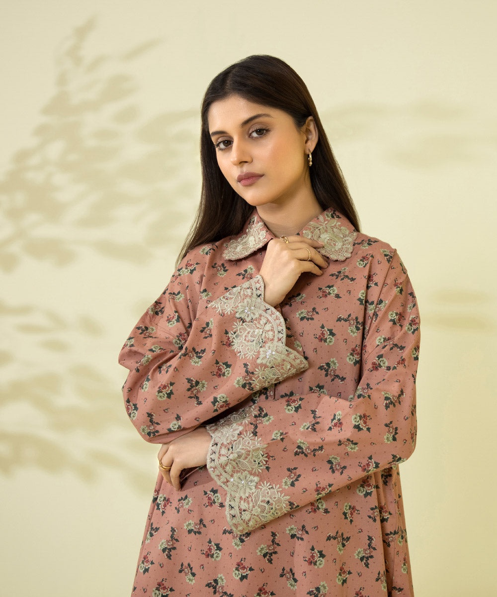2 Piece - Embroidered Cambric Suit