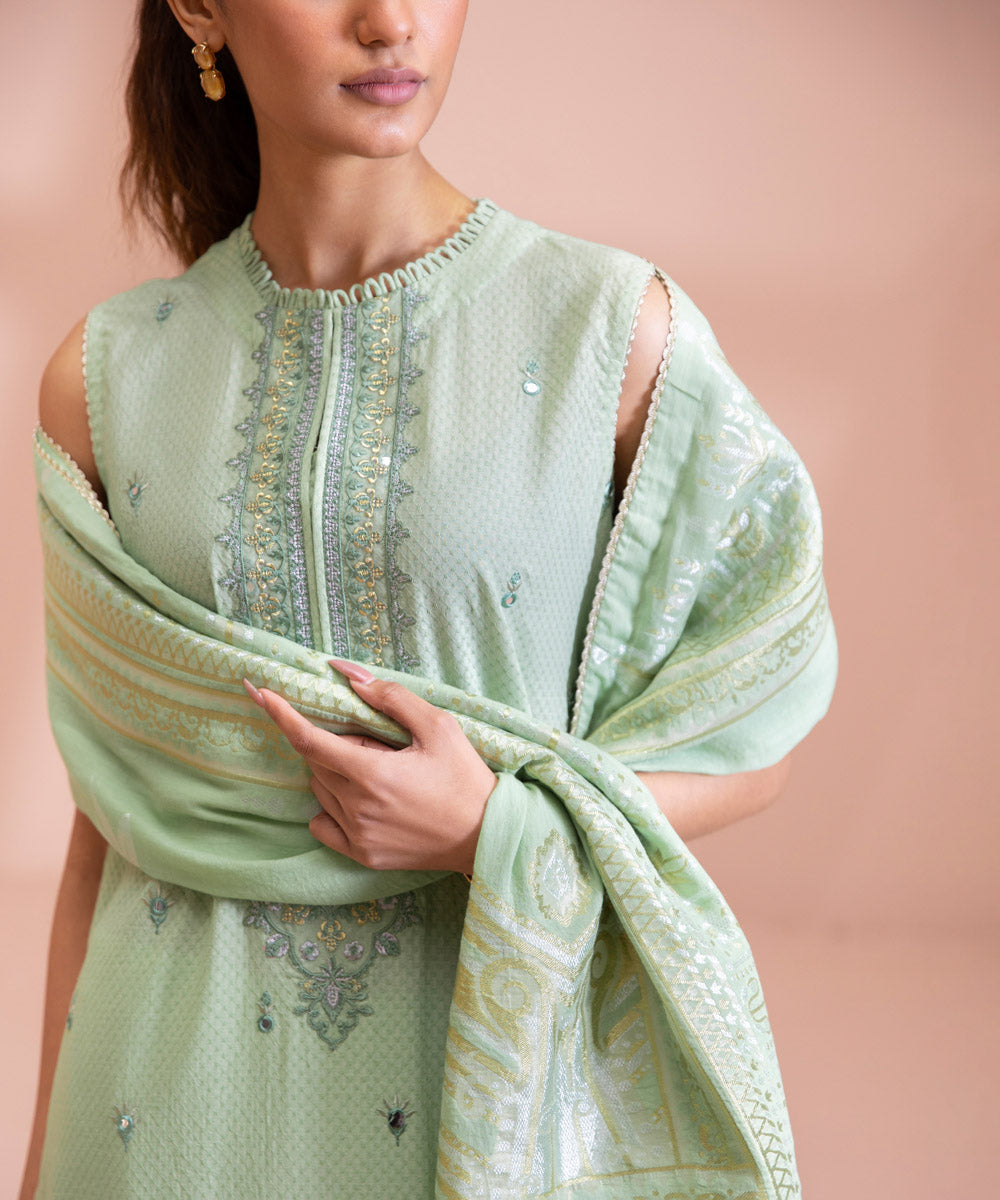 2 Piece - Dyed Embroidered Dobby Suit