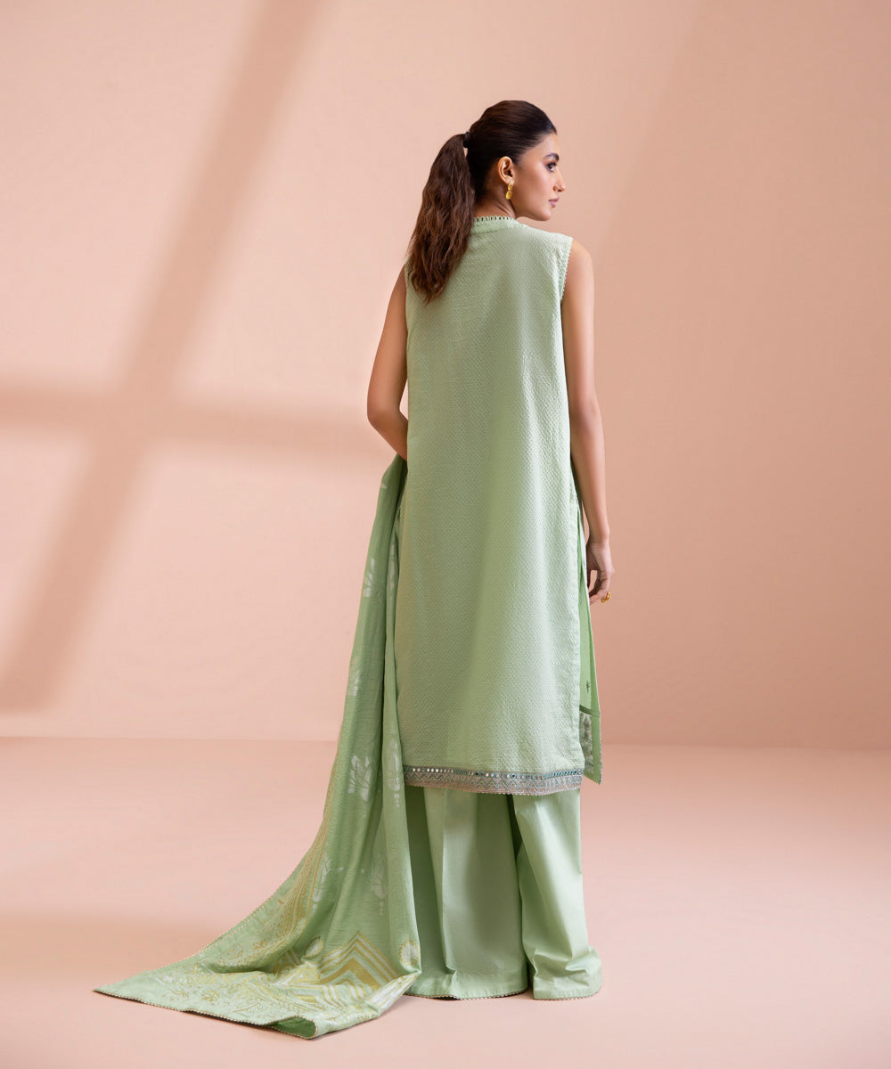 2 Piece - Dyed Embroidered Dobby Suit