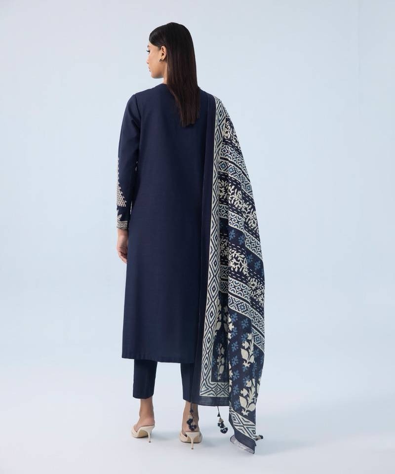 3 Piece - Embroidered Khaddar Suit