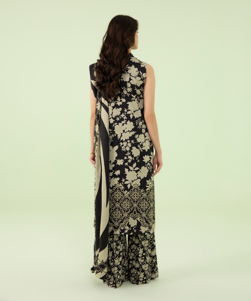 3 Piece - Printed Linen Suit