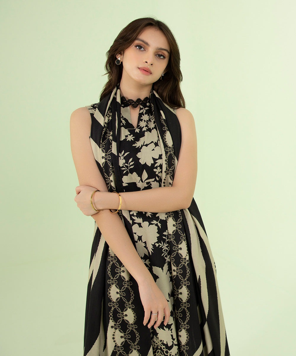 3 Piece - Printed Linen Suit