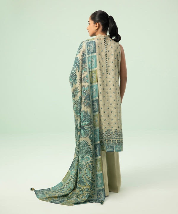 3 Piece - Embroidered Linen Suit