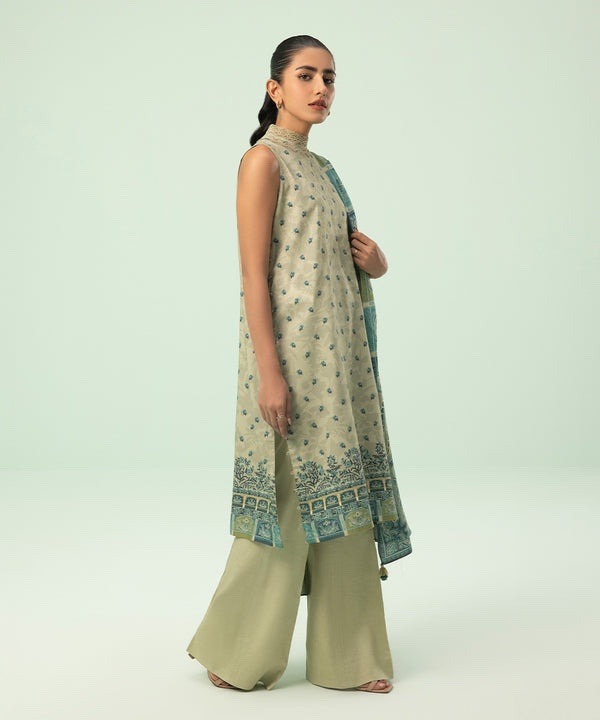 3 Piece - Embroidered Linen Suit