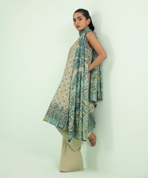 3 Piece - Embroidered Linen Suit