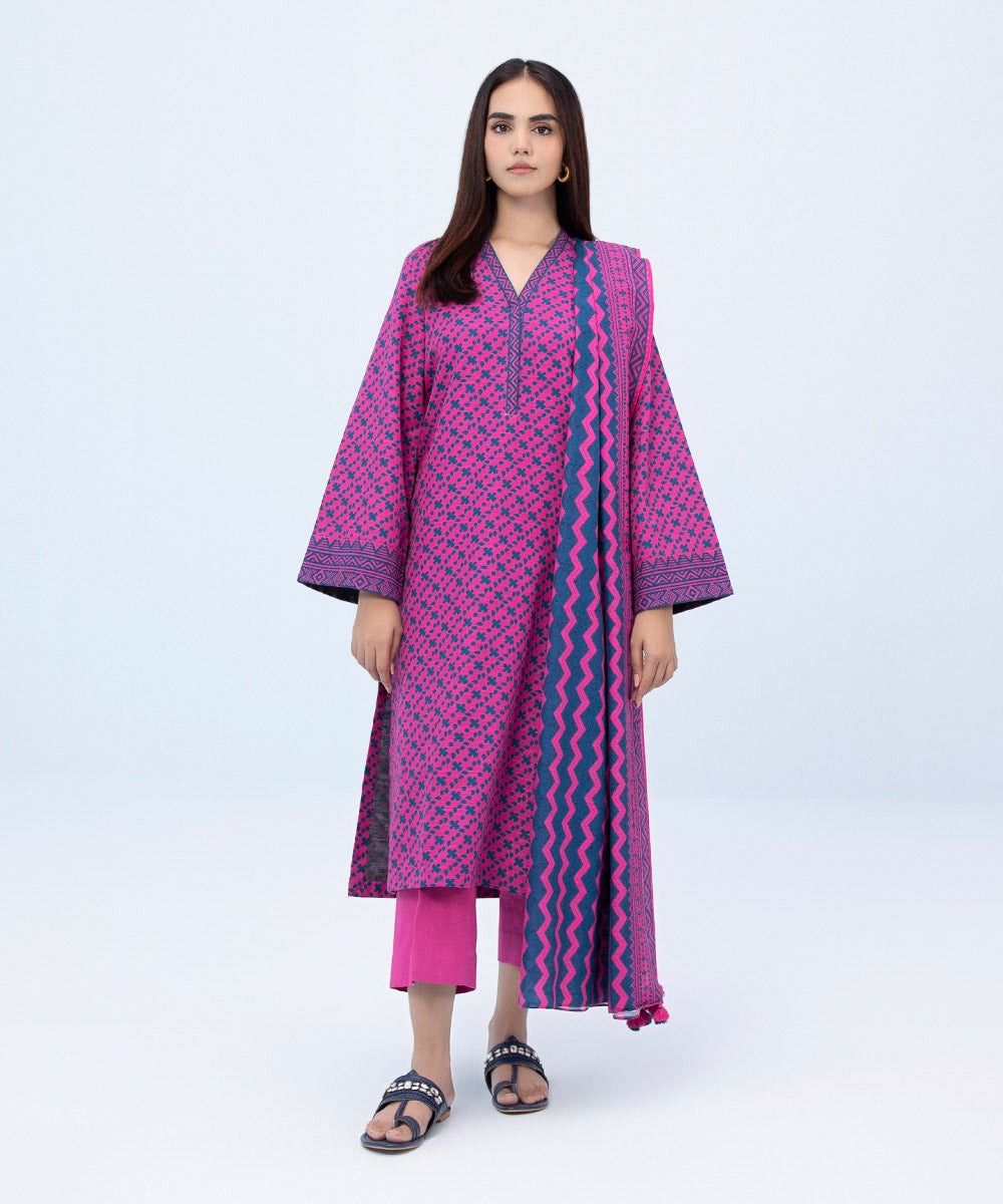 3 Piece - Printed Khaddar Suit