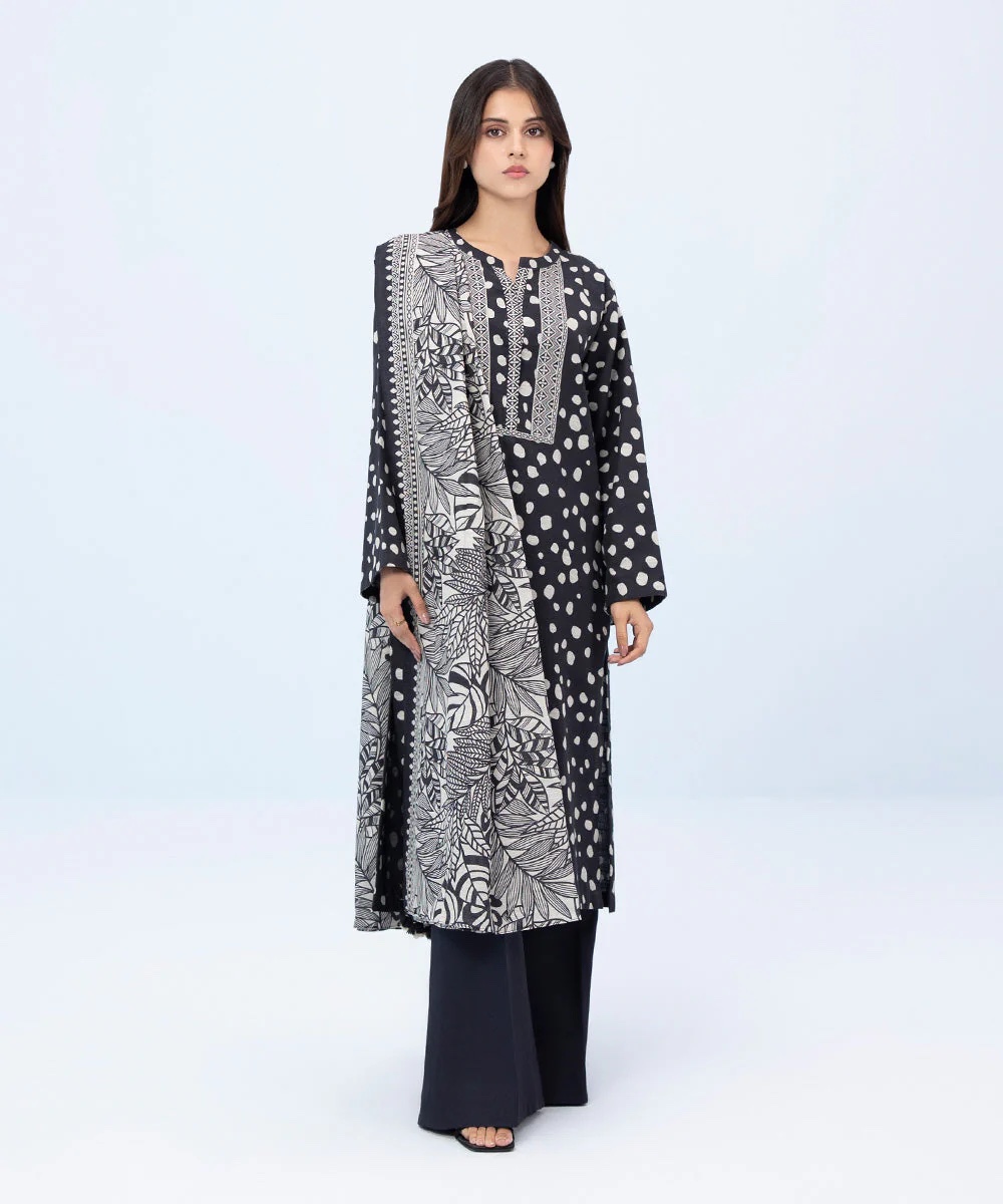 3 Piece - Printed Khaddar Suit