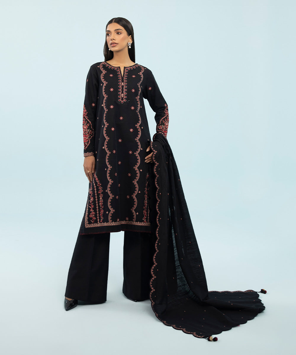 3 Piece - Embroidered Khaddar Suit