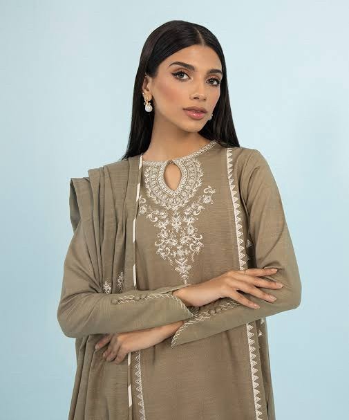 3 Piece - Embroidered Cambric Suit