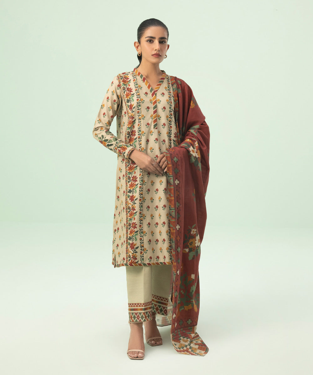 2 Piece - Printed Khaddar Suit