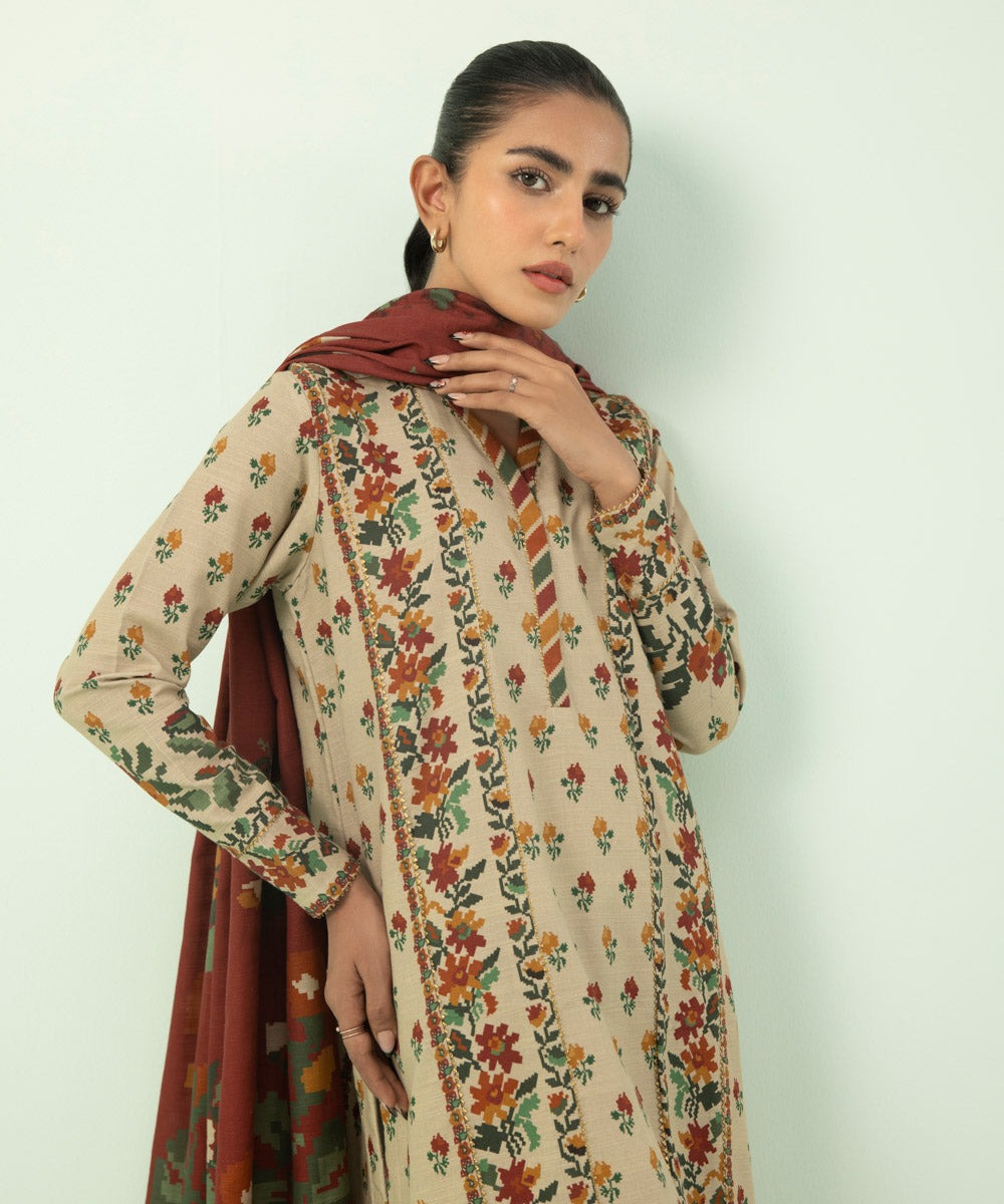 2 Piece - Printed Khaddar Suit