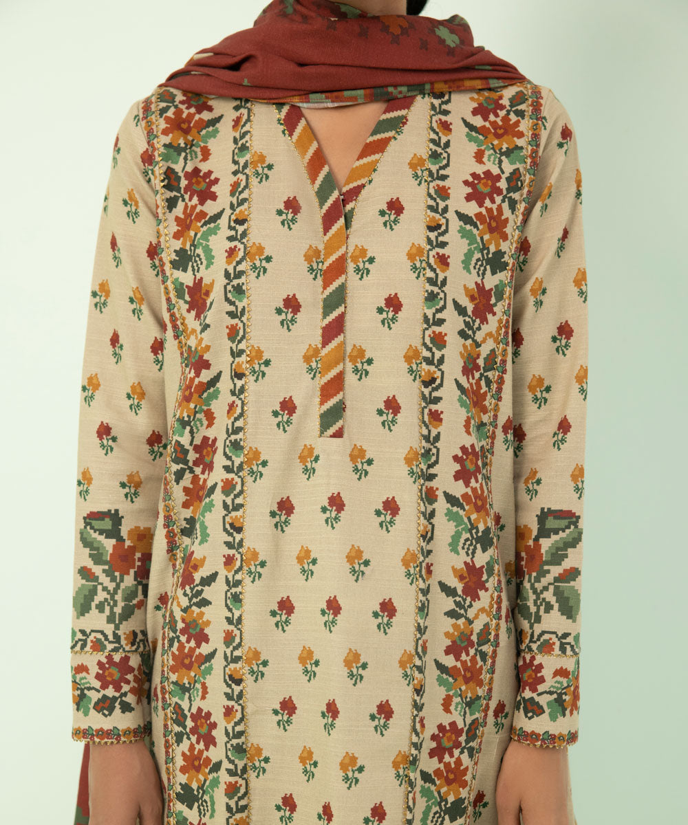 2 Piece - Printed Khaddar Suit