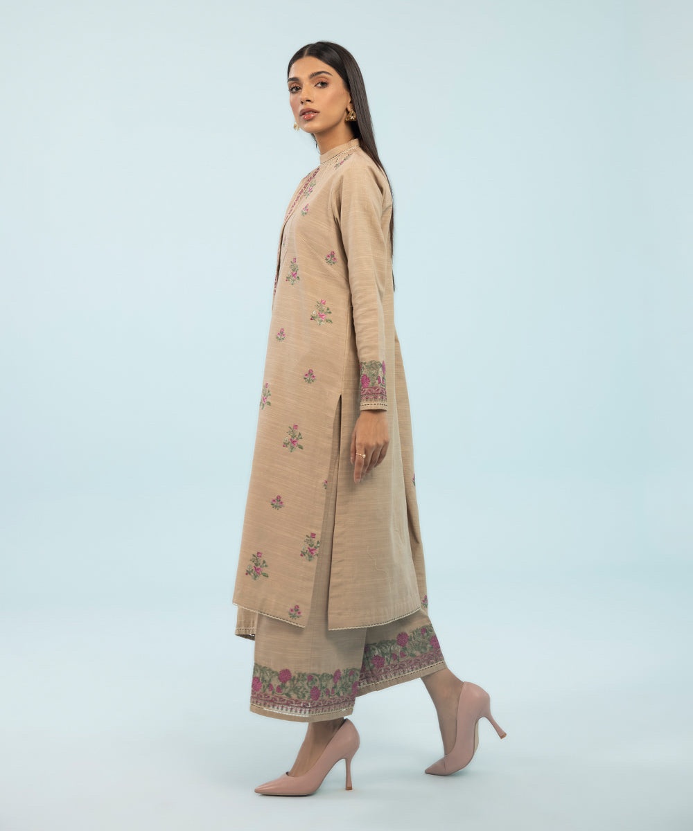 3 Piece - Embroidered Khaddar Suit