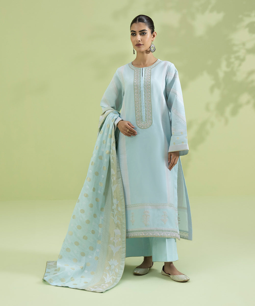 3 Piece - Embroidered Jacquard Suit