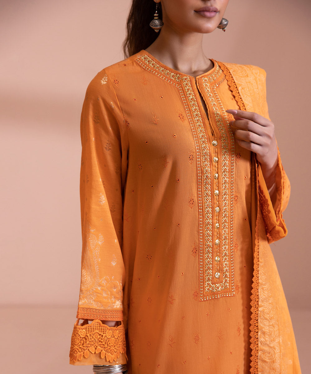 3 Piece - Embroidered Extra Weft Jacquard Suit