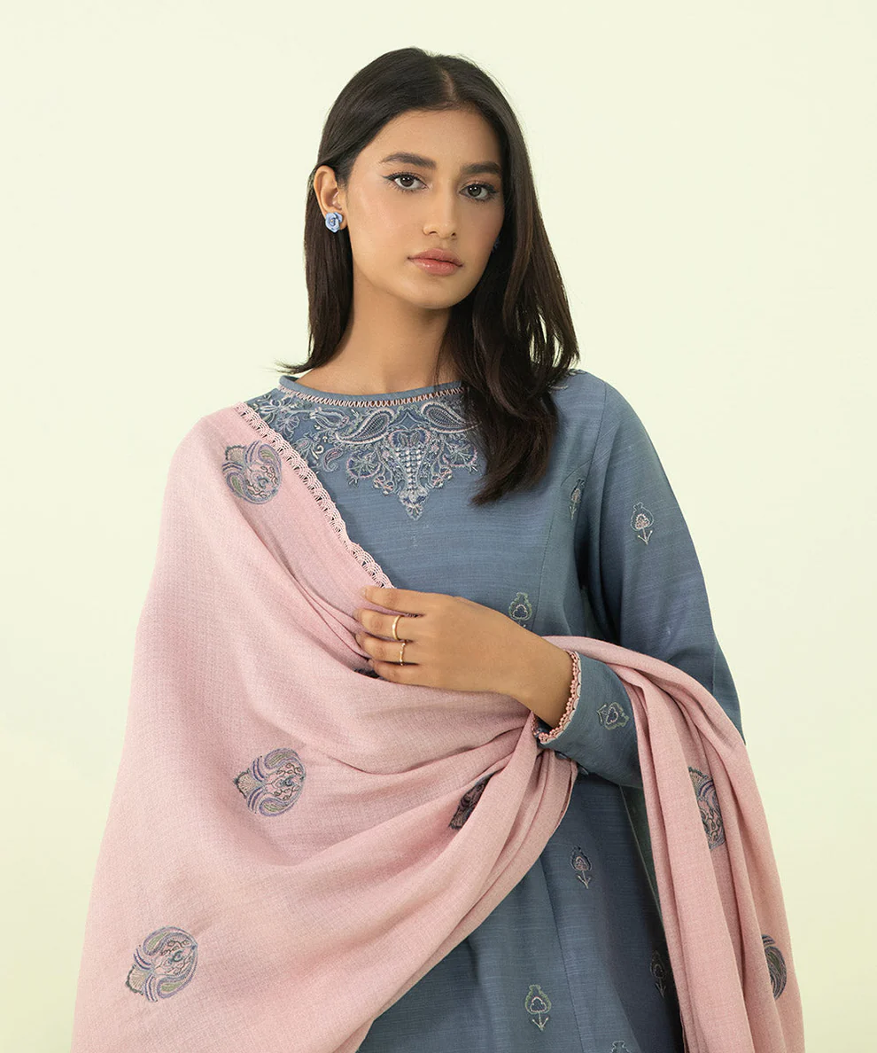3 Piece - Embroidered Khaddar Suit
