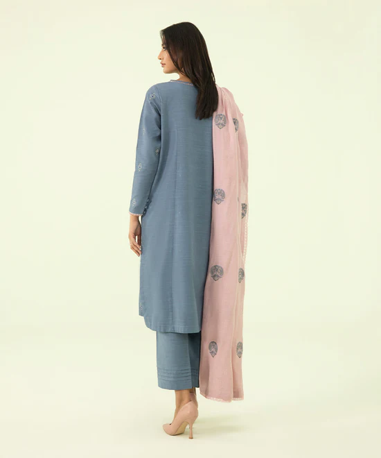 3 Piece - Embroidered Khaddar Suit
