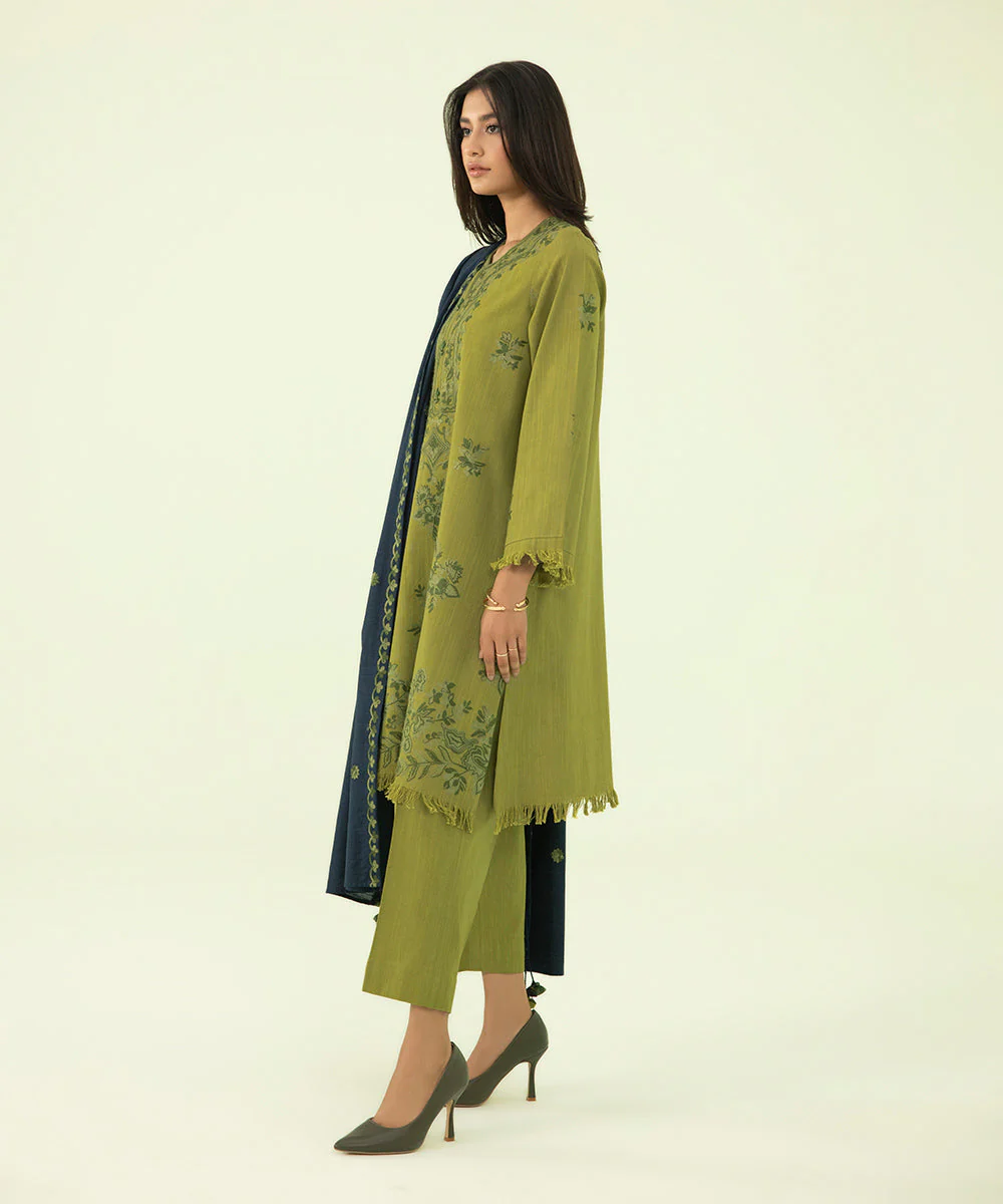 3 Piece - Embroidered Light Khaddar Suit