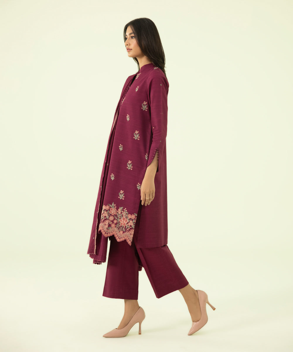 3 Piece - Embroidered Light Khaddar Suit