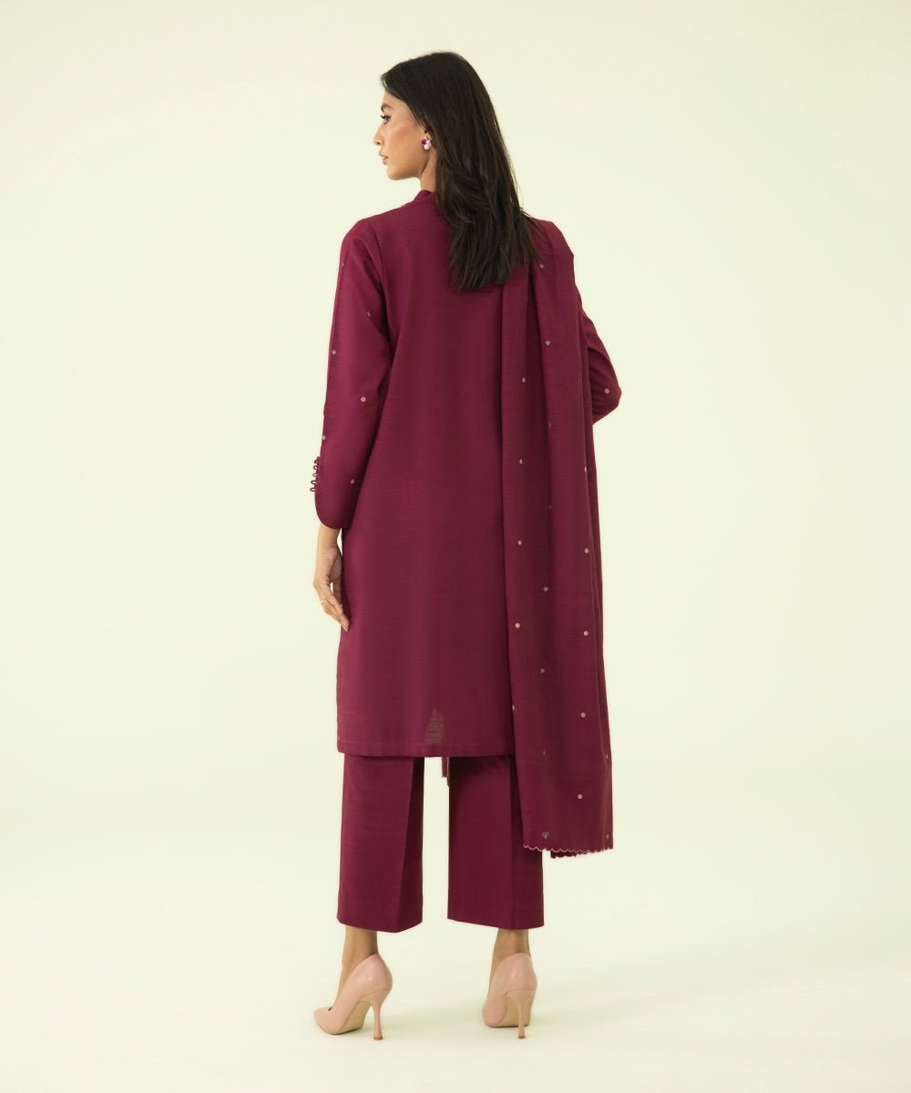 3 Piece - Embroidered Light Khaddar Suit