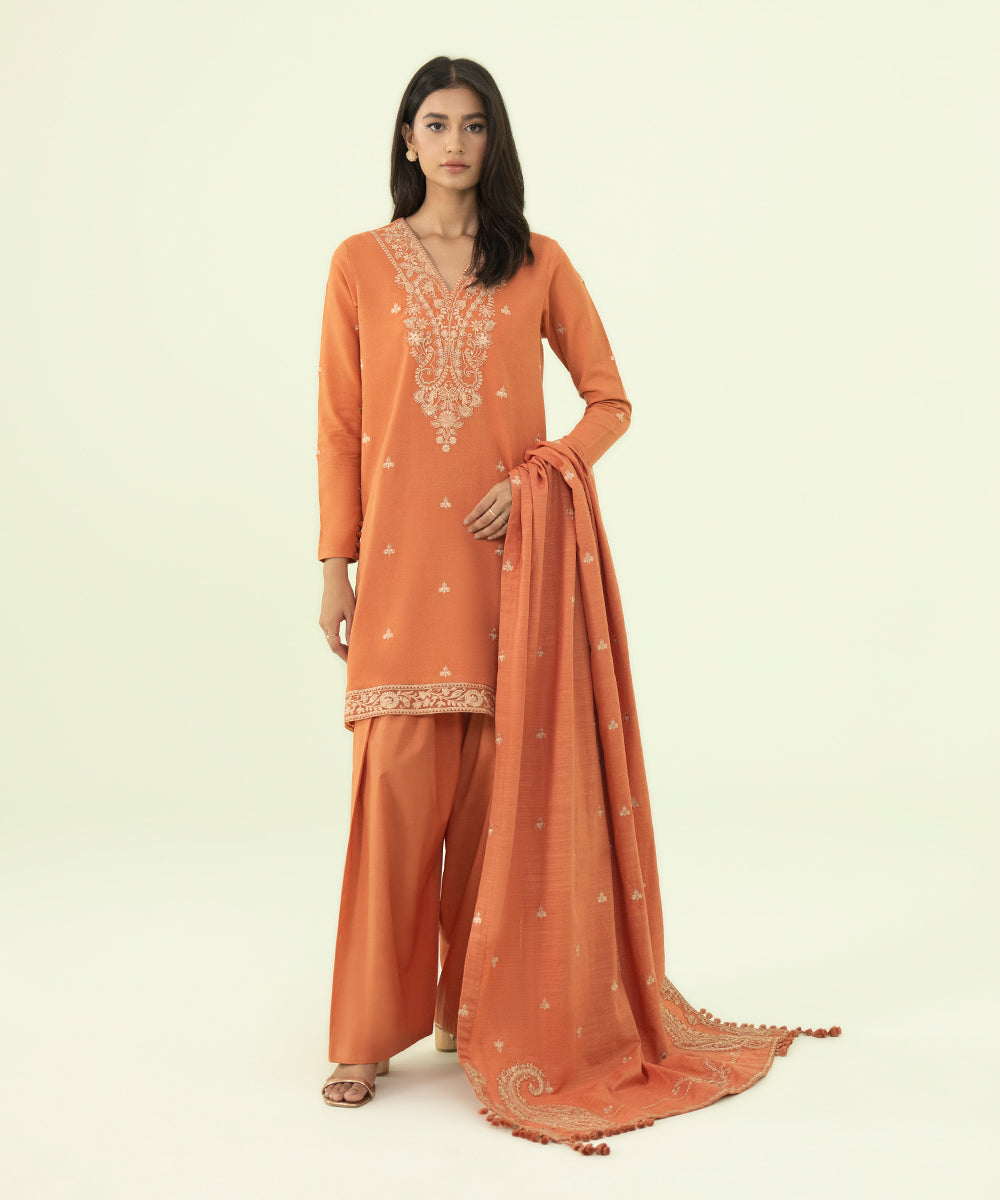 3 Piece - Embroidered Karandi Suit
