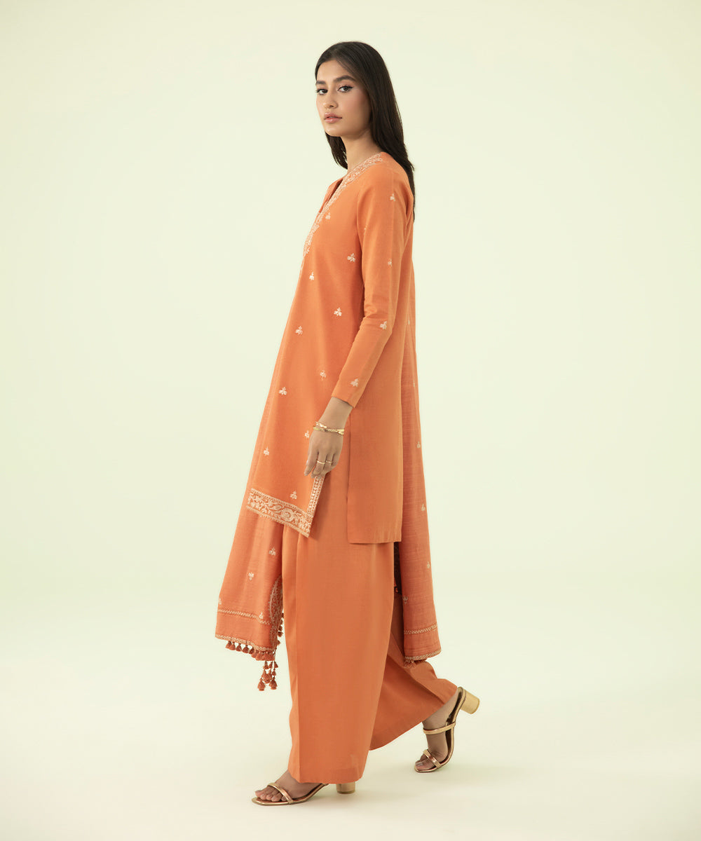 3 Piece - Embroidered Karandi Suit