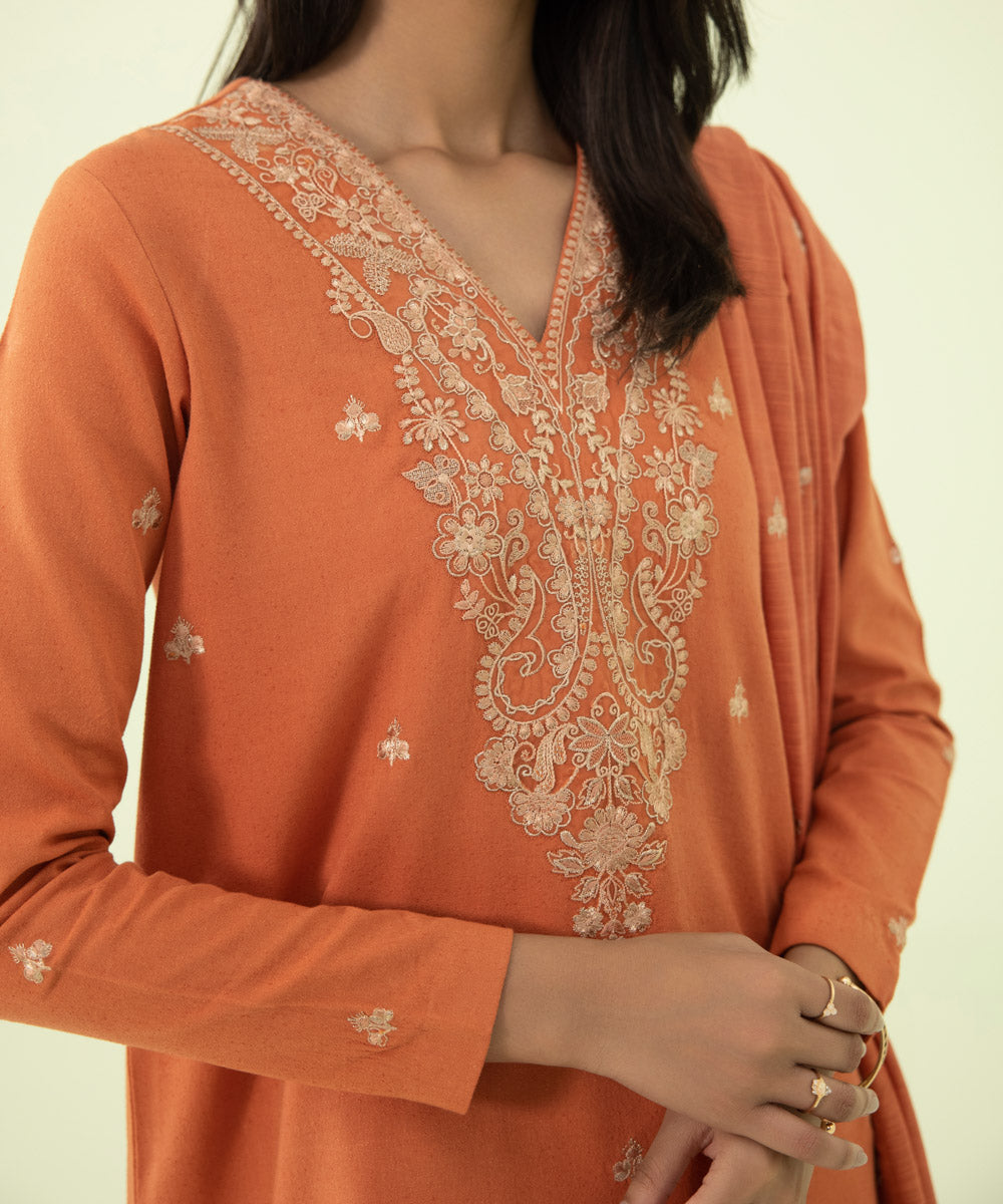 3 Piece - Embroidered Karandi Suit