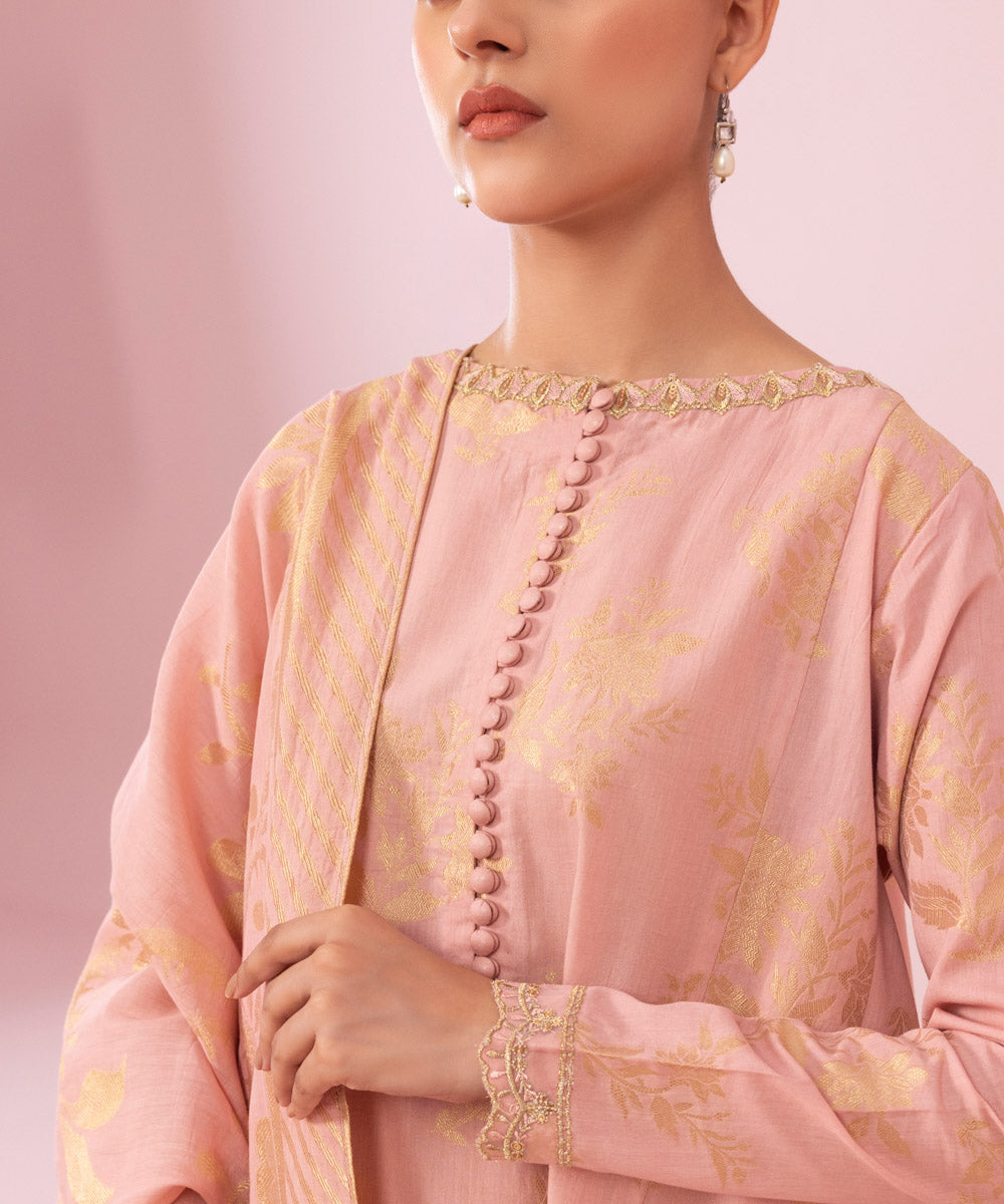 3 Piece - Embroidered Jacquard Suit