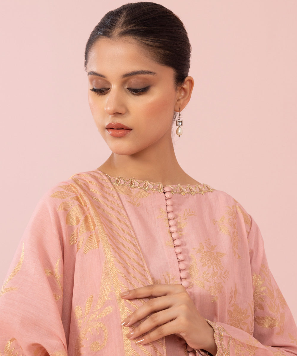 3 Piece - Embroidered Jacquard Suit
